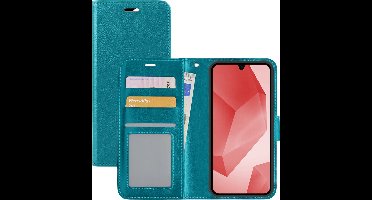Hoesje - Met Pasjeshouder - Geschikt voor Samsung Galaxy A16 - Luxe Bookcase Portemonee - Flip Case - Kunstleer Book Case - Flipcase - Book Cover - Walletcase - Portemonneehoes - Turquoise