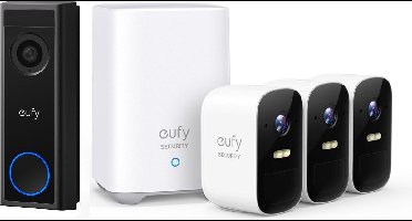 Eufycam Nachtzicht C30 2K FHD Video Deurbe+ 2C 3pcs Draadloze Beveiligingsset - Bundel