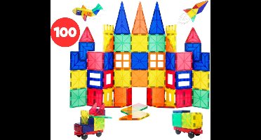 Magnastic - Magnetisch Speelgoed - Magnetic Tiles - Bouwspeelgoed - 100 Stuks - Bouwblokken - Magneten Speelgoed - Magnetische Tegels - Magna - Bouwstenen - Montessori Speelgoed - Educatief Speelgoed - Jongens & Meisjes - Sinterklaas