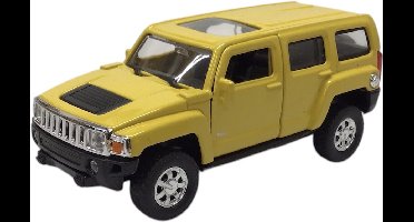 speelgoedauto Modelauto Hummer H2 SUV geel 12,5 cm - speelgoed auto schaalmodel pullback pull back