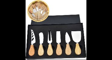 *** Luxe 6 Kaasmesjes Set Bamboe-RVS-Geschenkdoos - Kaas - van Heble® ***