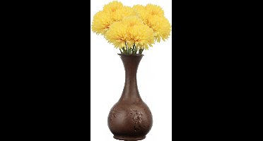 Chaks Kunstbloemen boeket dahlia - 3x - geel - 26 cm - bloemstuk - onderhoudsvrij