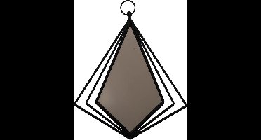 LesliLiving spiegel - Spiegel Diamond metaal zwart 37.5x44x4cm