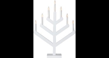 Star Trading kandelaar 'Vinga' van hout, wit, 7 LED-kaarsen, E10-lamp, H 62 cm, B 45 cm
