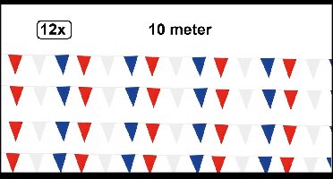 12x Vlaggenlijn rood/wit/blauw - EK voetbal oranje Nederland Holland thema feest