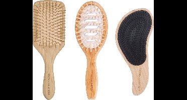 Bamboovement Bamboe Haarborstels | Antiklit | Fohn | Krullend Haar | Vegan | 3 Stuks Haar Borstels | Tangle