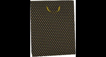 Papieren cadeau tas L Premium bl-gd. Afmetingen : 260 x 120 x 324 mm.