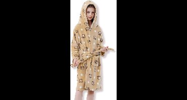 BoefieBoef Beer Kinder Pyjama Badjas 9-13 Jaar – Warme Flanellen Nachtkleding Ochtendjas met Dieren Capuchon – Cosplay Verkleed Pyjama voor Carnaval, Zwemles & Loungeplezier – Jongens & Meisjes – Perfect Cadeau - Bruin XL