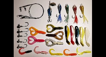 Qatrixx Kunstaasset ultra light 27 delig - 2 tot 3 gram - Jigheads - Staaldraad - Inclusief tackle box - Streetfishing