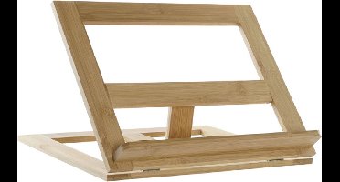 Items Kookboek of tablet standaard/houder - Bamboe - lichtbruin - opvouwbaar - 33 x 28 x 20 cm