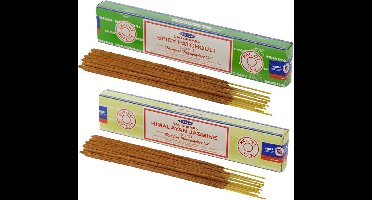 Satya Wierook cadeaus set - 2x geurstokjes - Patchouli en Jasmijn geur - Meditatie