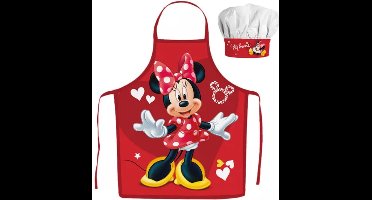 Minnie Mouse Kokssetje Muts en Schort Hartjes Rood