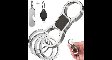 Luxe Metaal Dubbelzijdig Karabijnhaak Sleutelhanger met Sleutelringen, Zaklamp, Flesopener & Winkelwagen muntje - Musketon Keychain - Karabijn haak Auto - Carabiner Keychain - Musketonhaak voor Volwassen, Mannen, Vrouwen - Carabijnhaak Sleutel Hanger