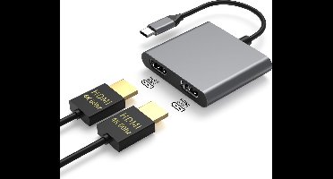 NÖRDIC USB C naar HDMI Adapter - 2 Schermen - 4K 60Hz - Geschikt voor PC, Laptop, Tablet & Smartphones