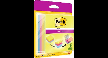 Post-it® Super Sticky Notes, Neon groen, Canary Yellow™,  Fuschia,   Mediteraan blauw , 76mm x76 mm, 75 blaadjes/blok, 4 blokken