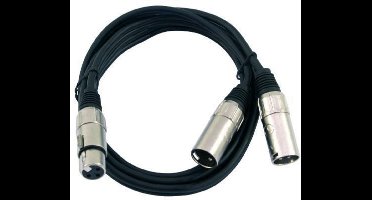 Omnitronic 30225205 XLR Adapterkabel [1x XLR-bus 3-polig - 2x XLR-stekker 3-polig] 1.50 m Zwart