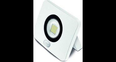 10W LED Schijnwerper Flat PIR Sensor - IP65 1000 Lumen - Koud Wit - Wit