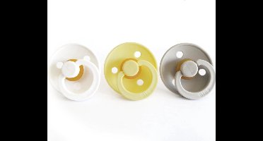 Bibs fopspenen Set 3 stuks 0-6 maanden Maat 1 White, Pale Butter, Sand