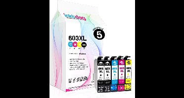 Inktdag inktcartridges voor Epson 603, Epson 603XL, multipack van 5 kleuren voor Epson Expression Home XP-2105, XP-3100 ,XP-3105, XP-4100 ,XP-4105, Workforce WF-2830DWF ,WF-2835DWF ,WF-2850DWF