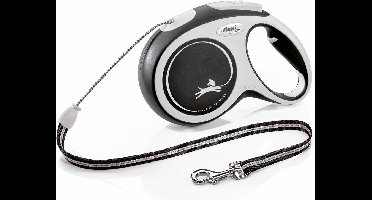 Flexi New Comfort - Rollijn Koord Hondenriem - M - 8 m - Zwart Lichtgrijs - Middelgrote Honden