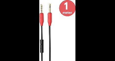 HOCO UPA12 - AUX Audiokabel - 3,5mm naar 3,5mm Jack - Microfoon -  1 meter - Rood