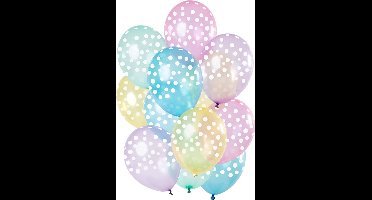 Folat - Ballonnen Stippen Pastel Transparant 30 cm - 12 stuks