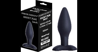 Power Escorts - Rocket Plug Small Anal Plug - 5,9 × 2,9 CM / 2,3 × 1,2 Inch - Butt plug - Zwart - Kwaliteit Silicone - Geen Goedkoop TPE Materiaal - Gave Cadeaubox - BR208S