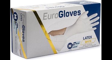 Latex handschoen maat M (wit, 100 stuks)