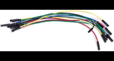 Velleman Draadbruggen, 1 pin, vrouwelijk naar vrouwelijk, 15 cm, set van 10 stuks, koper, veelkleurig