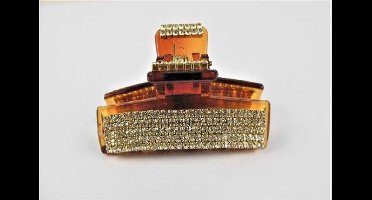 Haarklem rechthoek strass bruin