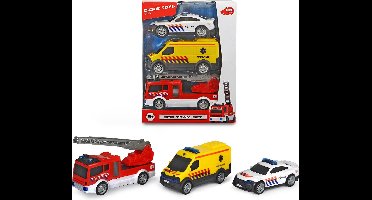 Dickie Toys SOS Team Set Nederlandse Reddingsdiensten - Politie - Brandweer - Ambulance - Vanaf 3 jaar - Speelgoedvoertuig