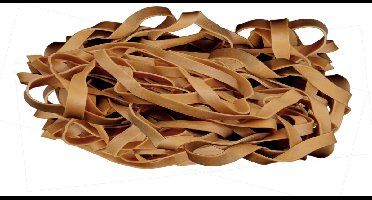 1 kg - Elastiek -  naturel - diameter 80mm - breedte 5mm - in zak - ca 510 stuks