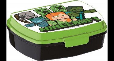 Stor Broodtrommel  / broodddoos Minecraft Junior 16 X 12 X 5 Cm Groen/zwart