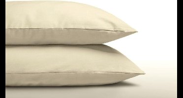 Set van 2 effen beige / crème-kleurige kussenslopen (kussensloop ecru off-white) KATOEN voor standaard hoofdkussen van 60 x 70 cm (rustig uni beddengoed slaapkamer)