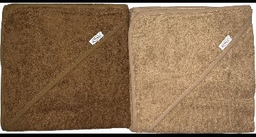 Baby badcape / omslagdoek | brown & sand  (set van 2) - 100% katoen - Funnies