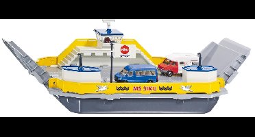 SIKU 1750, Autoveerboot, 1:50, metaal/kunststof, incl. 2 speelgoedauto's, geel/grijs, kan drijven, beweegbare oprijplaten