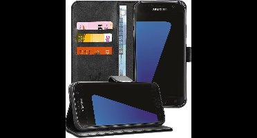 Hoesje geschikt voor Samsung Galaxy S7 Edge - Book Case Kunstleer Wallet Cover Portemonnee Pasjeshouder Hoes Zwart