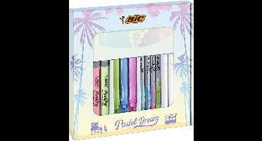 BIC Pastel Dream - Pastel geschenkdoos - 7 Balpennen / 4 Fineliners / 4 markeerstiften / 1 notitieboekje
