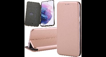 Hoesje geschikt voor Samsung S21- Book Case Kunstleer Wallet Cover Hoes Rosegoud