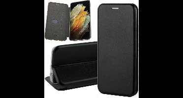 Hoesje geschikt voor Samsung Galaxy S21 Ultra - Book Case Kunstleer ThinShield Zwart