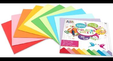 Vouwblaadjes | 15 x 15 CM | 120 stuks | 70 Gram | 10 verschillende kleuren | papier | knutselen voor kinderen | Origami