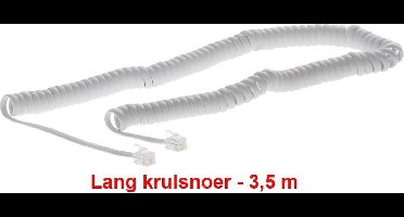 Telefoon KRULSNOER voor telefoonhoorn - lang - 3,5m - wit - spiraalkabel