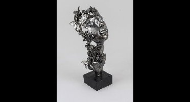Gezicht - Beeld - Bronz - 32cm - Vlinder - Bloem