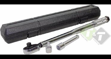momentsleutel - 1/2 duims aansluiting - vanaf 28 tot 210 nm - inclusief adapter 3/8 duims en verlengstuk 125 mm - krachtsleutel - torque sleutel