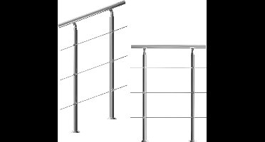 Monzana Trapleuning 80 cm - Met 3 Spijlen – Roestvrijstaal
