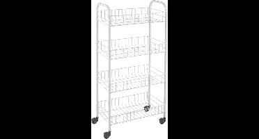 Metaltex Keukentrolley Pisa – Opbergtrolley - 4 Manden – Op Wielen – Gereedschaploze Montage – Wit