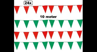 24x Vlaggenlijn rood en groen 10 meter - vlaglijn festival thema feest verjaardag carnaval vlaggetje kleur