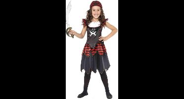Verkleedkleding meisje | Piraatje met doodshoofd | maat 122-128