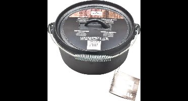 Cast Iron - Dutch Oven - Zwart - 25x25x11cm - 4L - Gietijzer - Barbecue Pan - Vuurpot