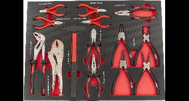 14 Delige Tangenset met Hamer in Carbon Foam inlay voor Gereedschapswagen